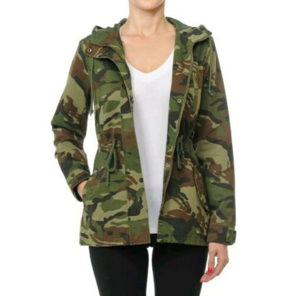 NEW Ambiance Apparel Camo Army Cargo Style Jacket